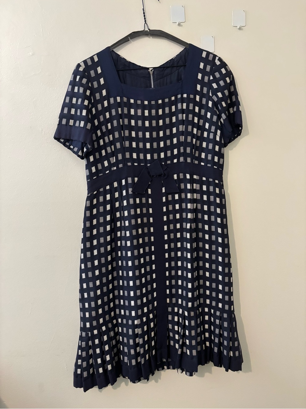 Vintage Shannon Rodger’s Jerry Silverman Navy and White Gingham Midi Dress